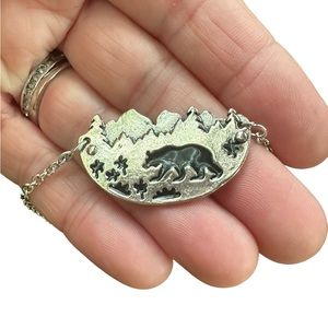 Silver Bear Wilderness Pendant Necklace
